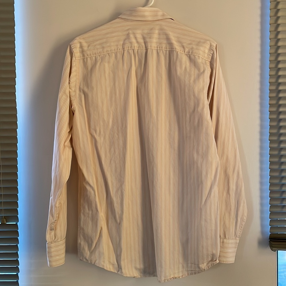 Cream and Tan Striped Dress Shirt - Picture 3 of 3